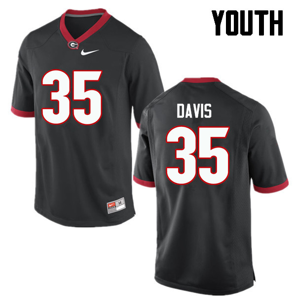 Youth Georgia Bulldogs #35 Aaron Davis College Football Jerseys-Black - Click Image to Close